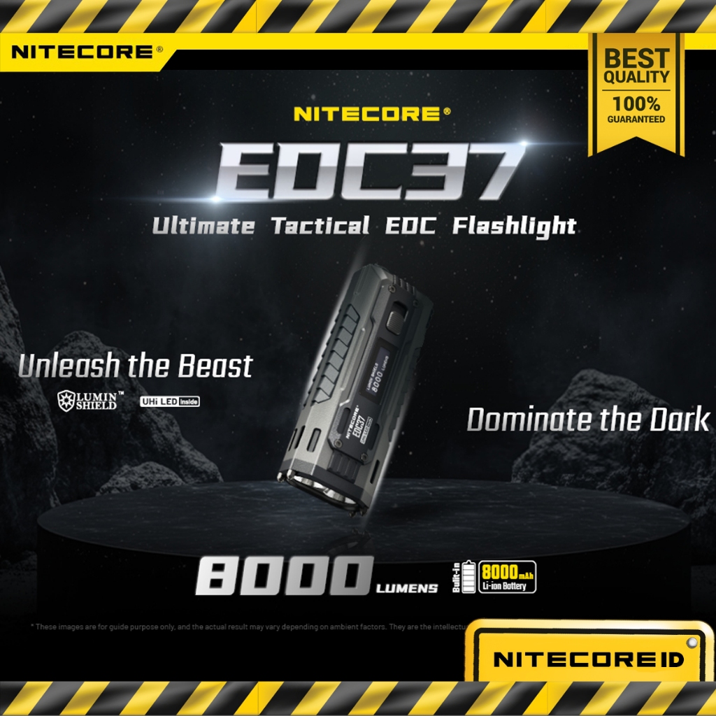 Senter LED UHi 20 Max Nitecore EDC37 Original Flashlight Lumin Shield 8000 Lumens