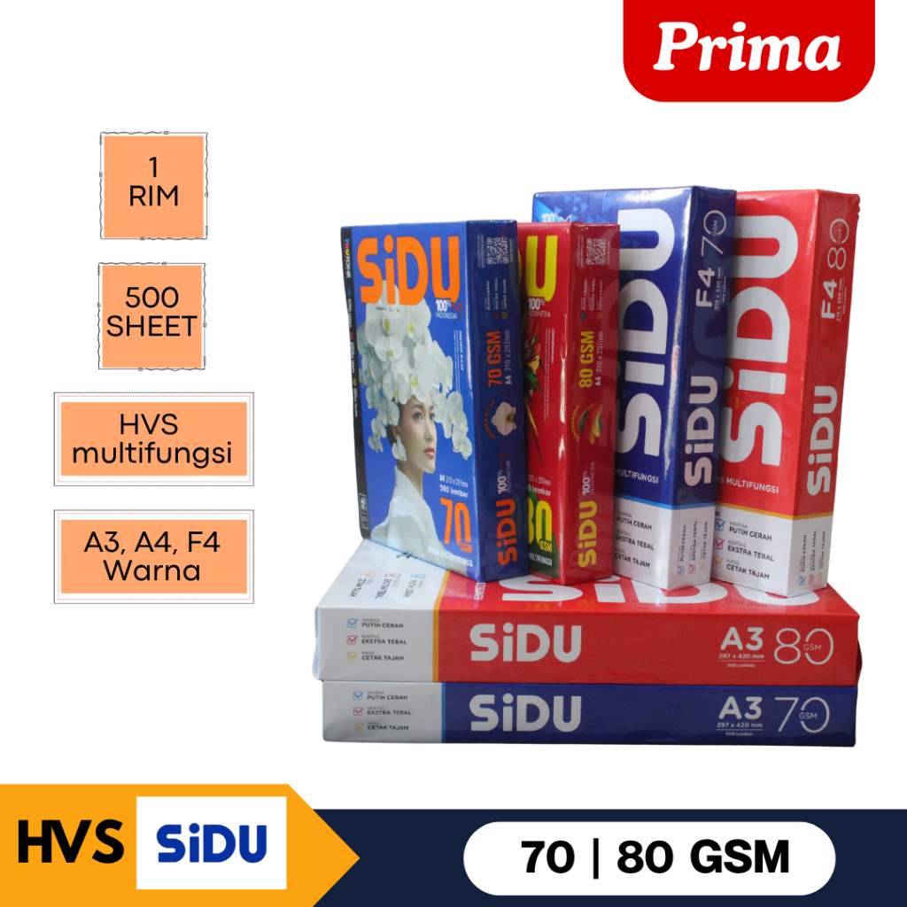 

SiDU Kertas HVS Multifungsi A3/A4/F4/Warna ~ 70 & 80 GSM