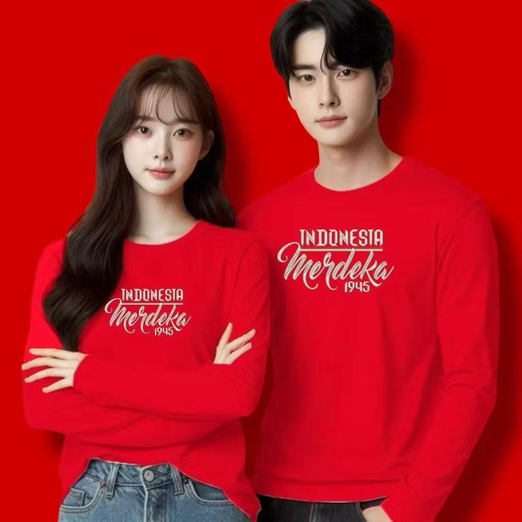 shine shope fashion - kaos 17 agustus merah cabe wanita & pria / kaos bordir merdeka merah / atasan 