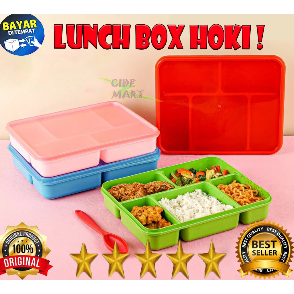 MC Lunch Box Bento Hoki 5 Sekat High Way Tempat Makan Catering Kantoran Misting Tempat Bekal Anak Se