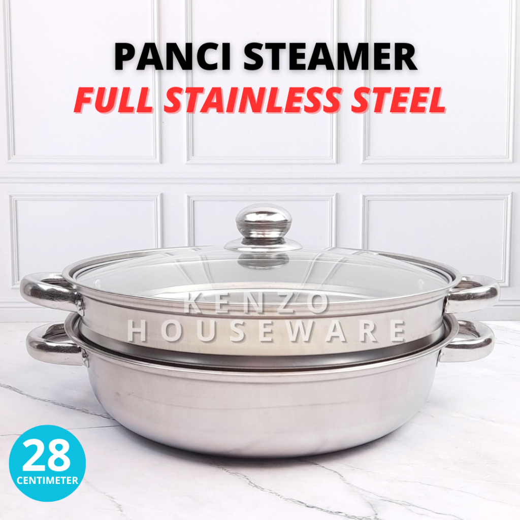 PROMO PANCI KUKUS STEAMER 2 SUSUN TUTUP KACA PANCI DANDANG STAINLESS STELL