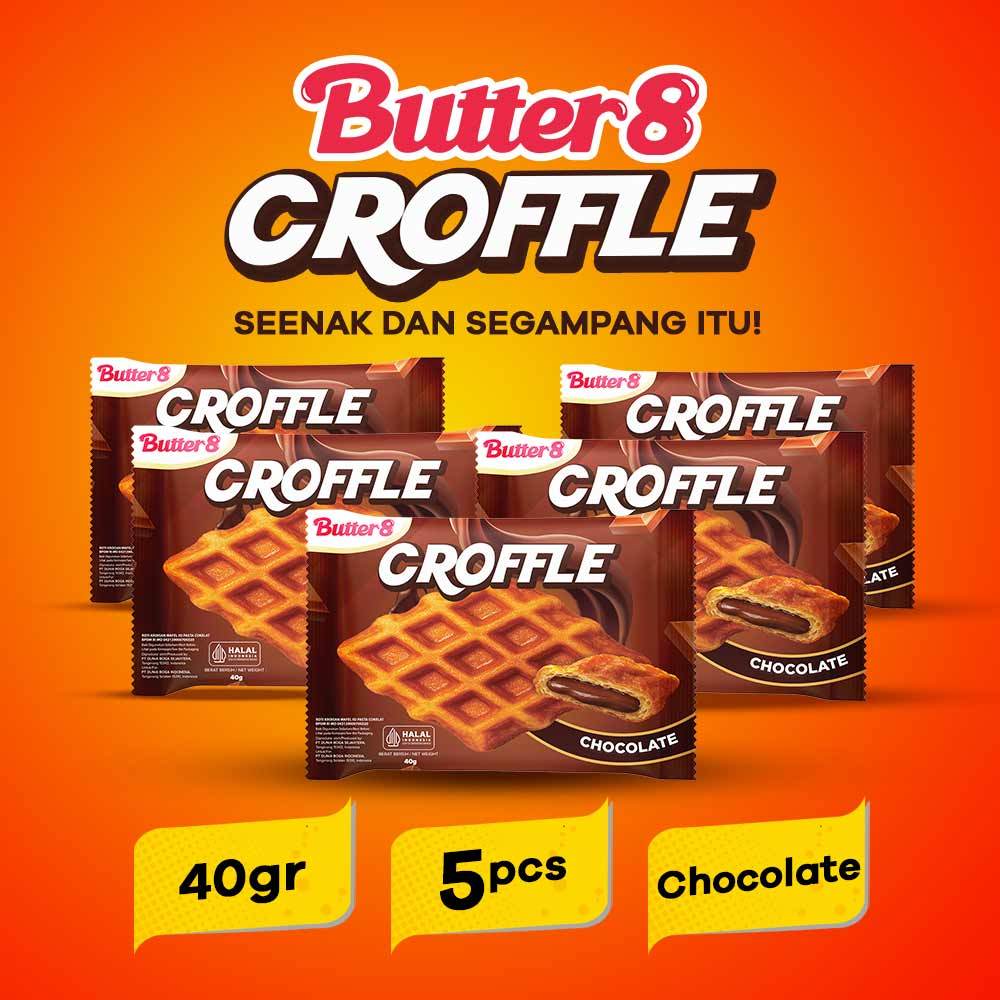 

[ BUTTER8 ] 5 pcs Croffle Chocolate – Snack Hits Kekinian Siap Makan 40gr, Ngemil Hemat, Rasa Mewah, Lumer di Mulut Rasa Premium Bikin Nagih