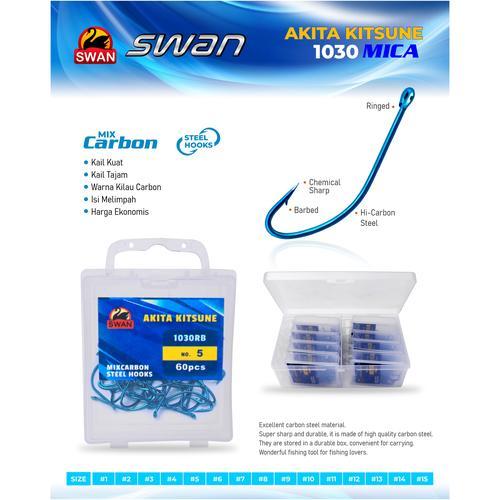 Kail/Hook Kotak Swan Akita Kitsune, MIX CARBON, STEEL HOOKS Mancing Pancing no 1-15 - PancingSenja