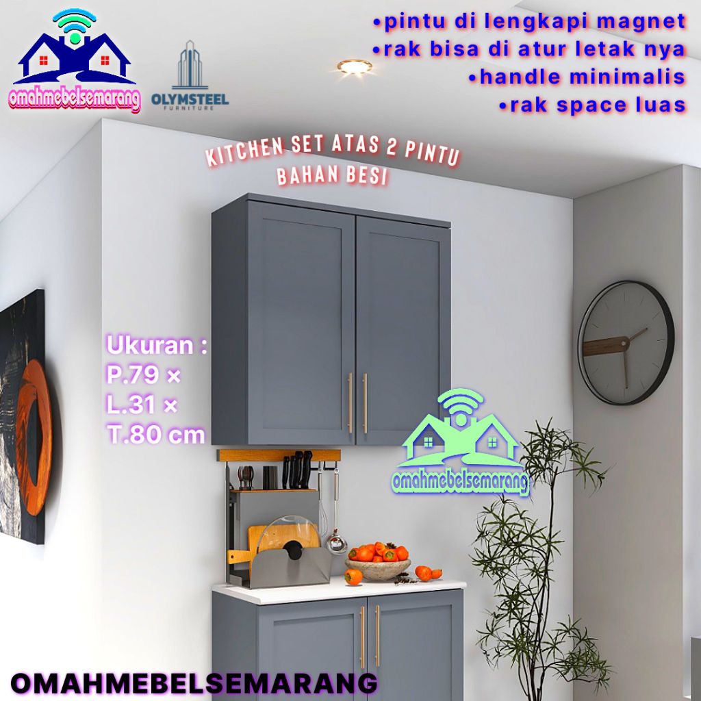 kitchen set atas 2 pintu bahan besi OLYMSTEEL OKD WIMBLEDON KAK 2P lemari rak dapur gantung minimali