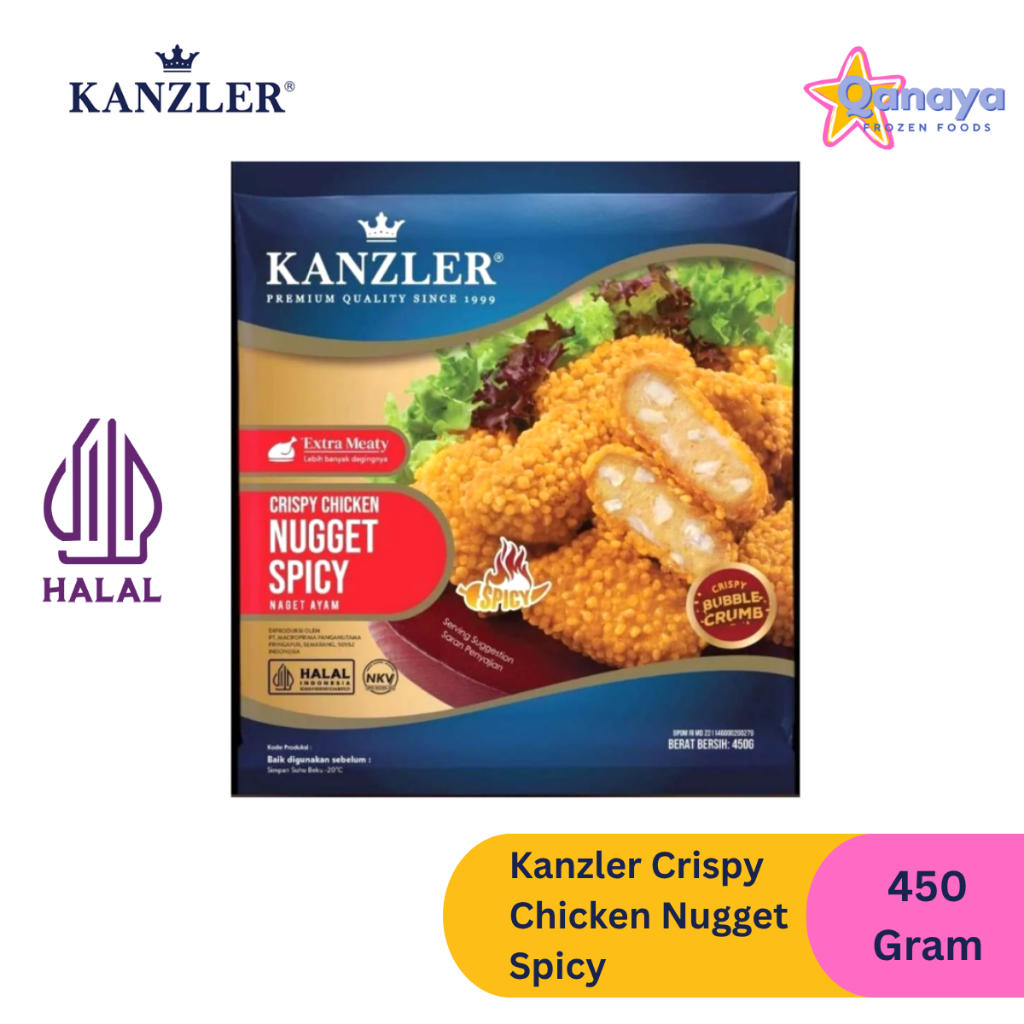 

Kanzler Crispy Chicken Nugget Spicy (450 Gram) Nugget Premium dengan Daging Ayam Pilihan Pedas Spicy