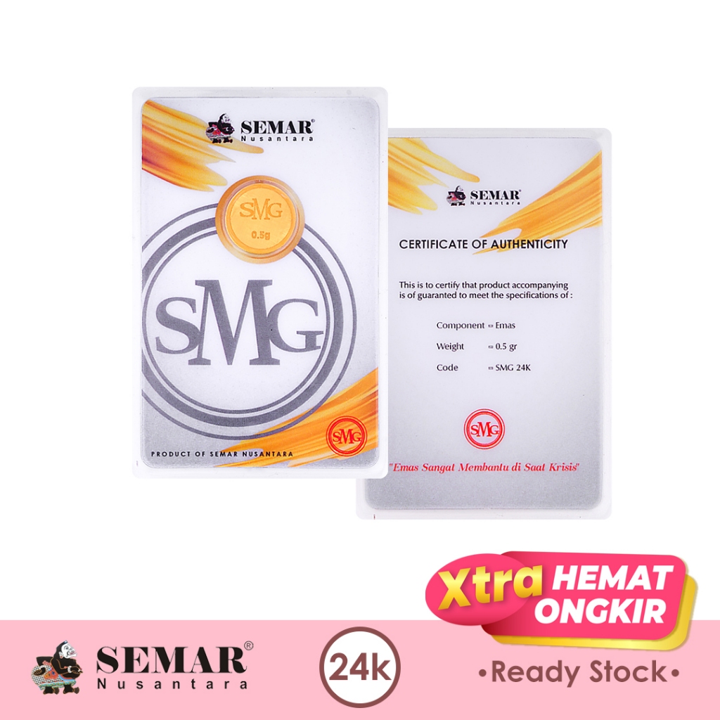 Logam Mulia SMG Gold Press 0.5gram Emas Batangan Semar Nusantara