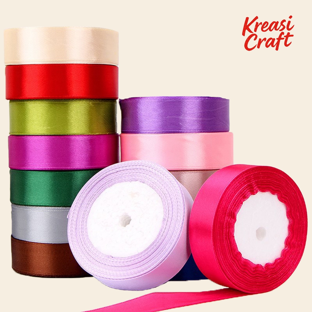 

KreasiCraft Pita Kain Satin 1" Inch Inci 2,5 cm Ribbon Kado Pesta Ulang Tahun Buket