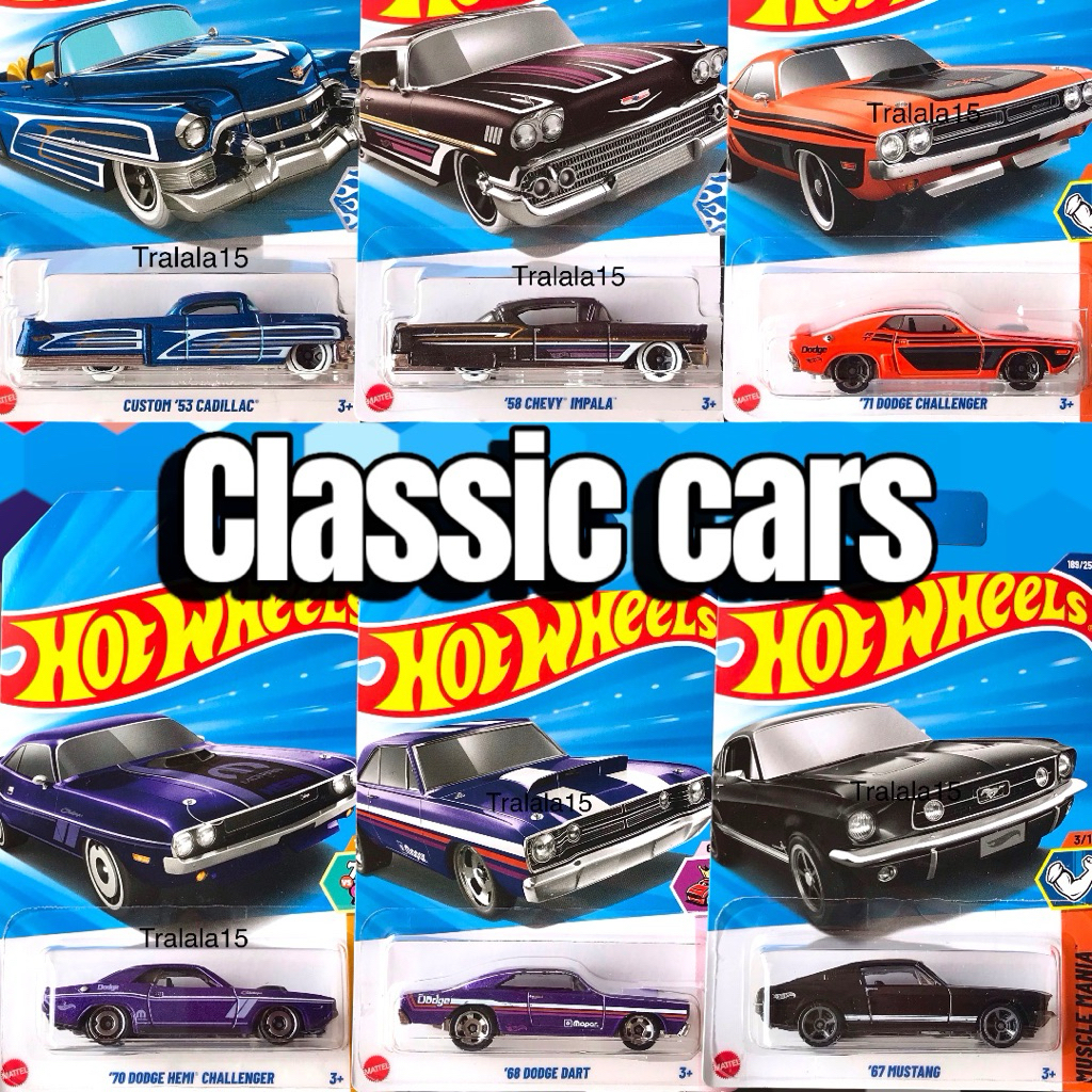 classic / vintage cars hot wheels dodge dart challenger mustang  chevy impala cadilac