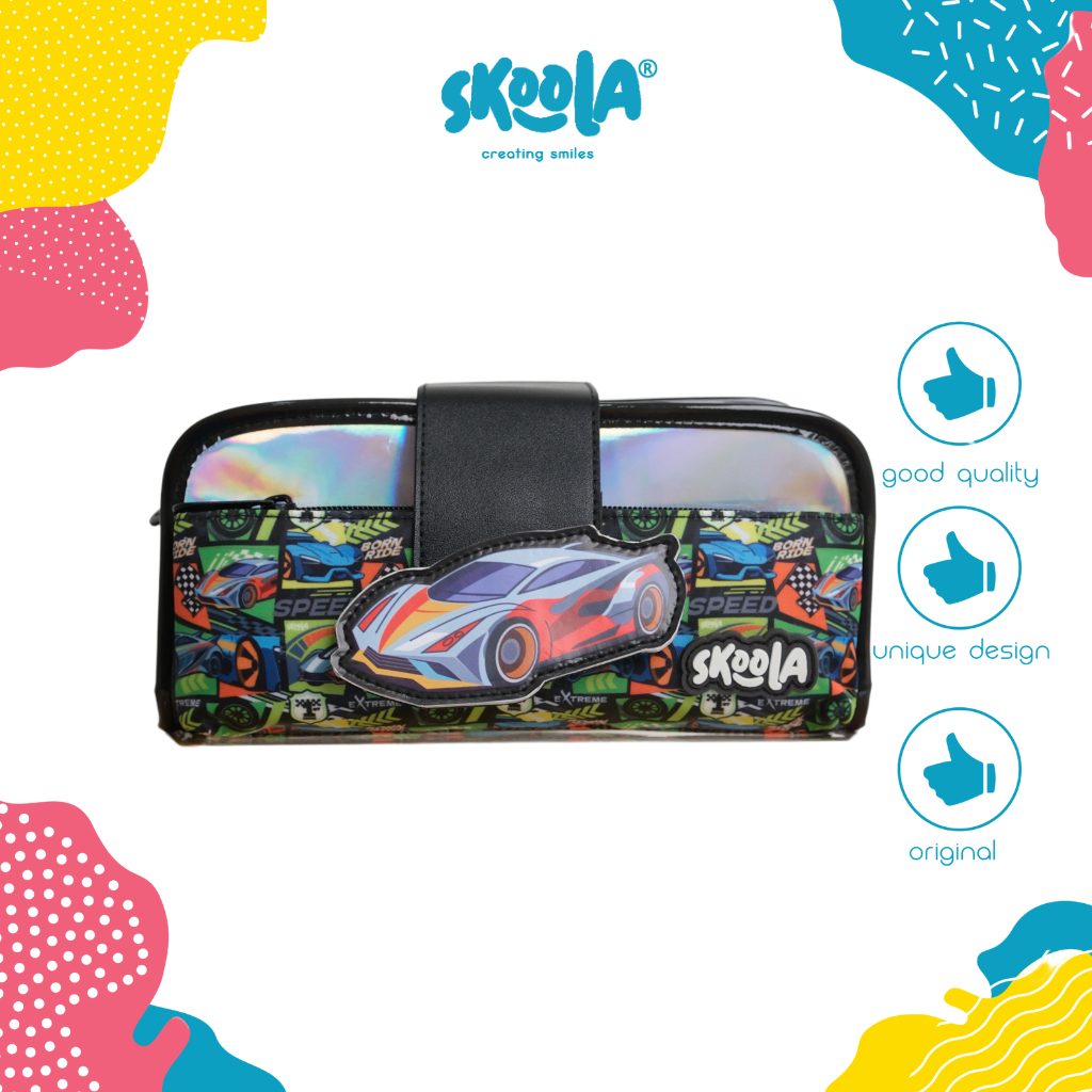 

Skoola Tempat Pensil Lipat 3 Pencil Case Anak Laki - Laki Keren Cosmodino Cars- Keisu