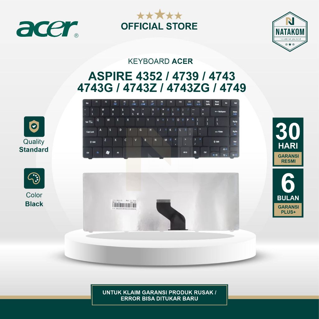 KEYBOARD ACER ASPIRE 4352 4739 4743 4743G 4743Z 4743ZG 4749 HITAM
