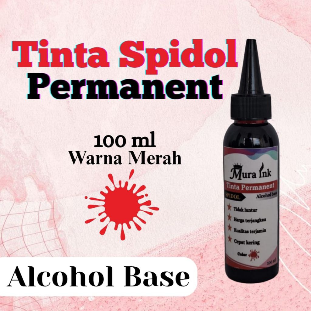

Tinta spidol permanent merah 100 ml alkohol mura ink