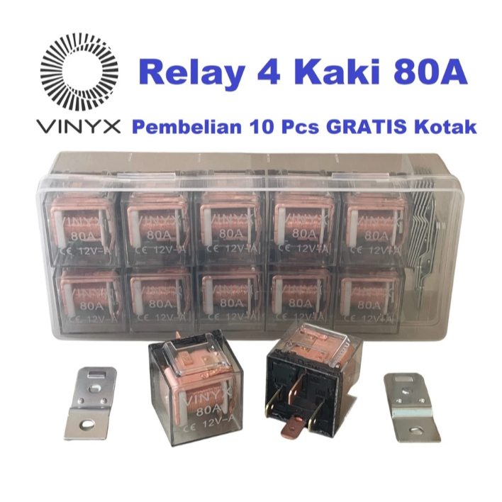 Relay Kelakson Lampu Tembak Sorot LED Alarm Mobil Motor 4 Pin Kaki 80A 12V Horn
