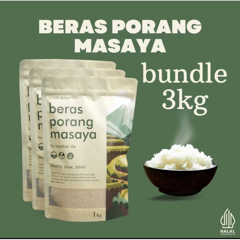 

Masaya Beras Porang 1Kg 3Pcs shirataki konjac diet nasi sehat rendah kalori