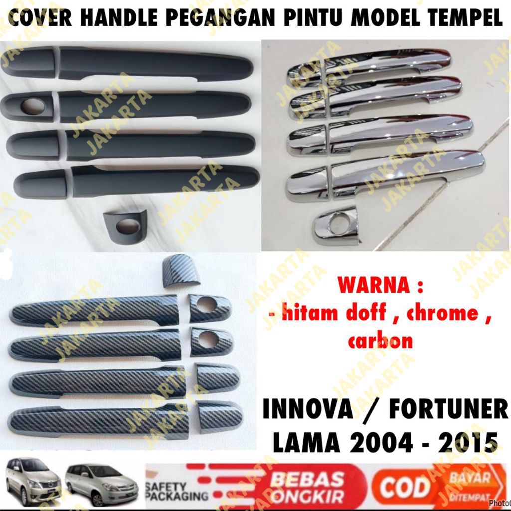 Cover Handle Pintu Innova Fortuner Lama 2004 2008 2010 2012 2014 2015 Hitam Chrome Carbon