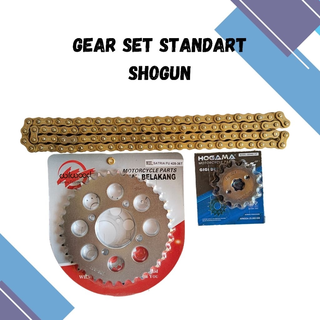 GEAR SET GIR SET SUSUKI SHOGUN NEW 110 STANDAR RANTAI EMAS GOLD 14T/35T-110L