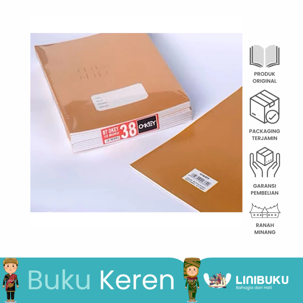 

Buku Tulis Okey Polos Sampul Coklat 1 pak Isi 10 buku - Buku Okey Cover Coklat 38 Lembar Isi 1 pak - ATK - LINIBUKU