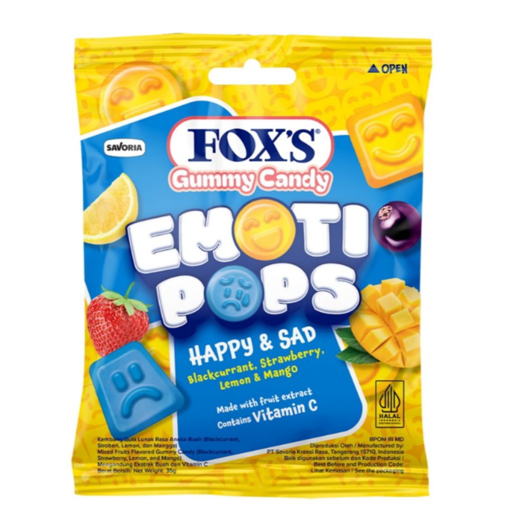 

Fox's Permen Gummy Emoti Pops 35gr / Happy & Sad / Love & Angry