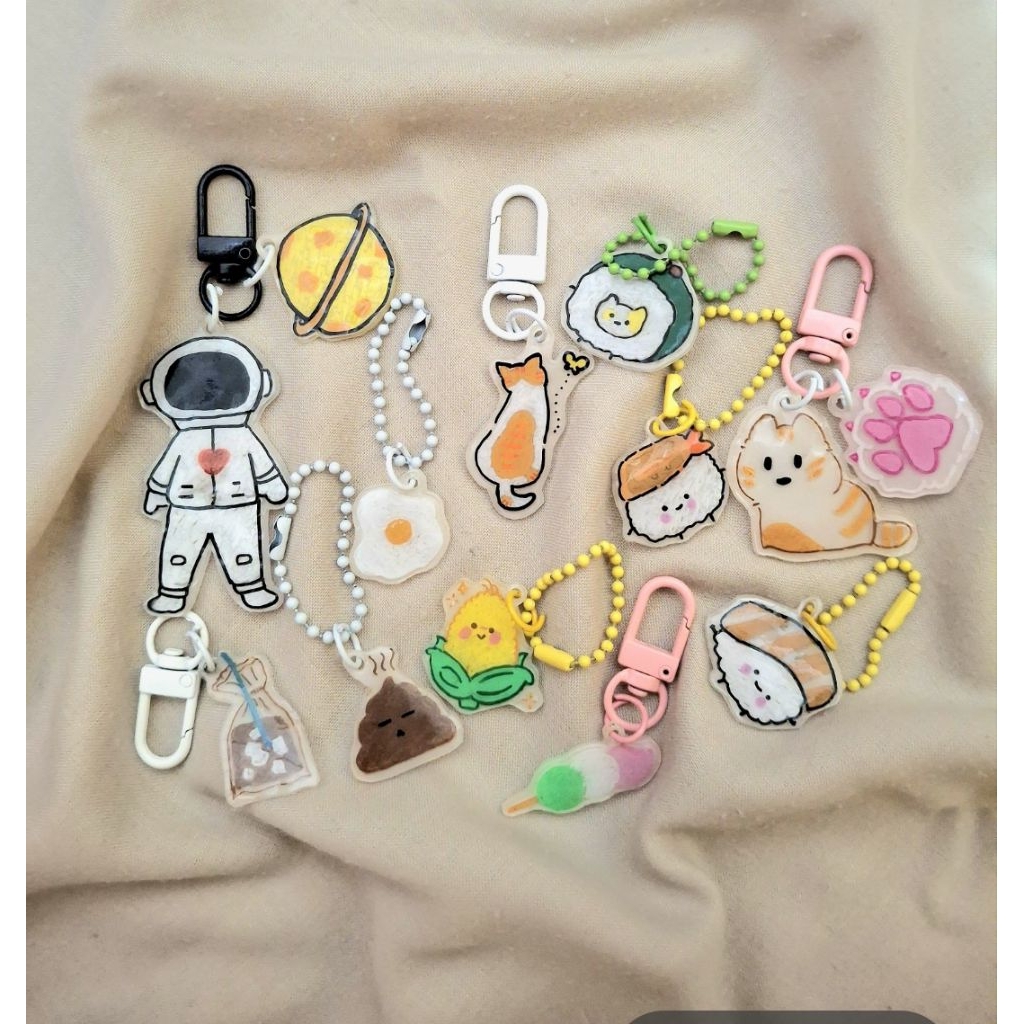 Custom Handmade Keychain lucu dari Shrink Paper