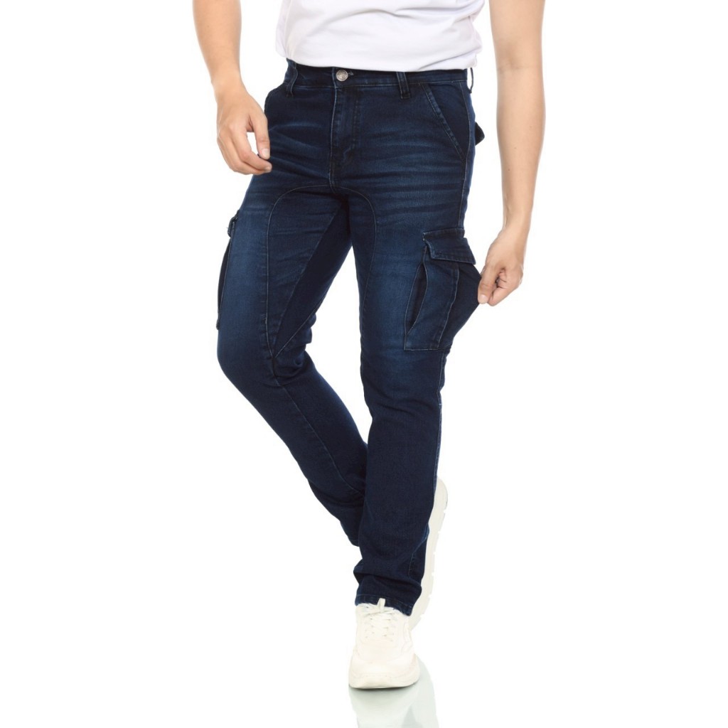 B-FOUR Jeans Cargo / Cargo Jeans / Celana Jeans Cargo Pria / Celana Cargo Jeans Panjang Pria