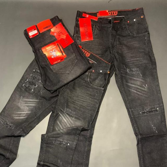 Celana Panjang Jeans Robek Lapis Black Bahan Melar Termurah untuk Anda - Desain Robek Kekinian & War