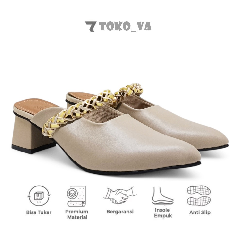 Mules - Big Size Jumbo / Sepatu Sandal Heels Pesta Wanita Ukuran Super Besar / Sepatu Bustong Cewek 