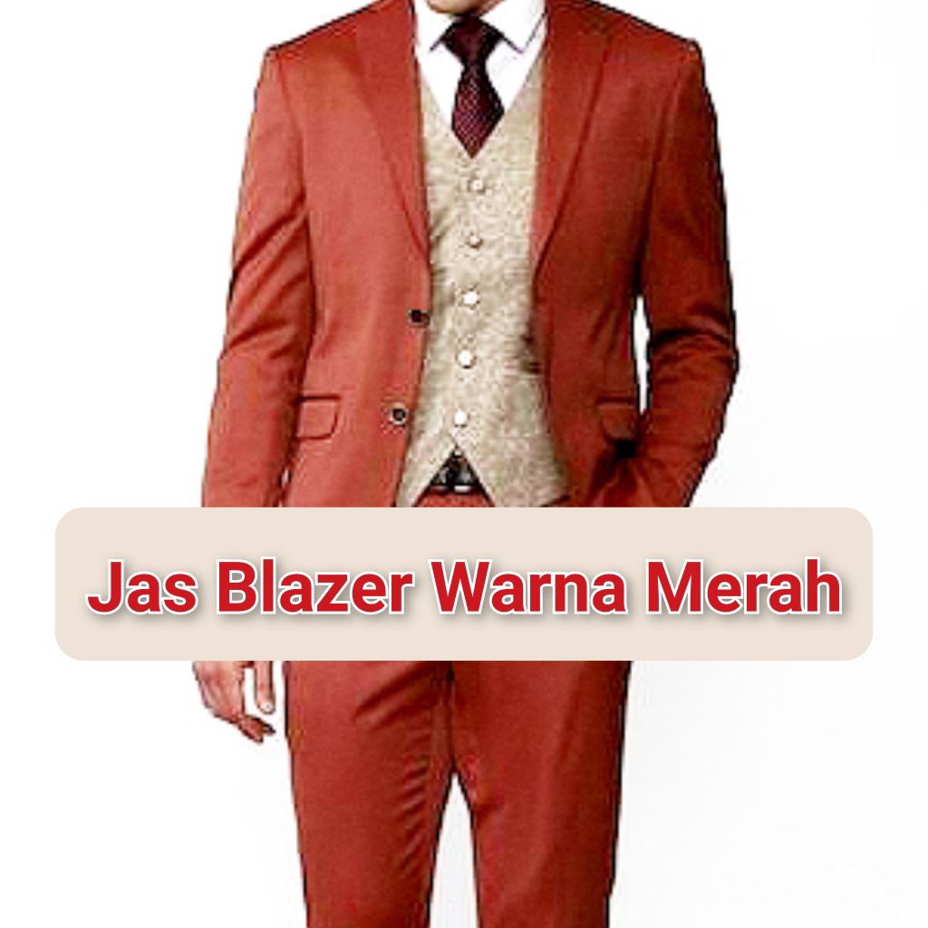 Jas Blazer Pria Slimfit Formal Casual Merah maroon  | Varian Merah Realpict
