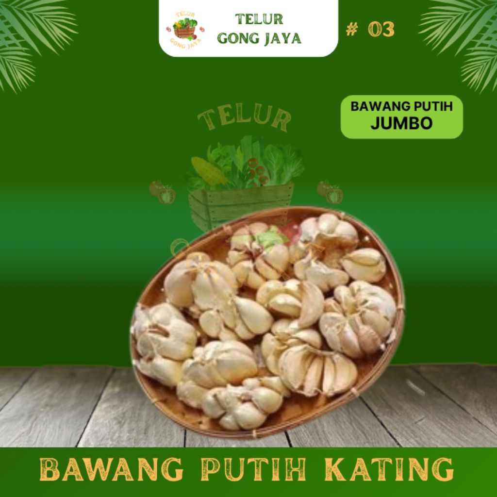 

Bawang putih kating jumbo ukuran kemasan 1kg, 500g, 250g, 100g DB3