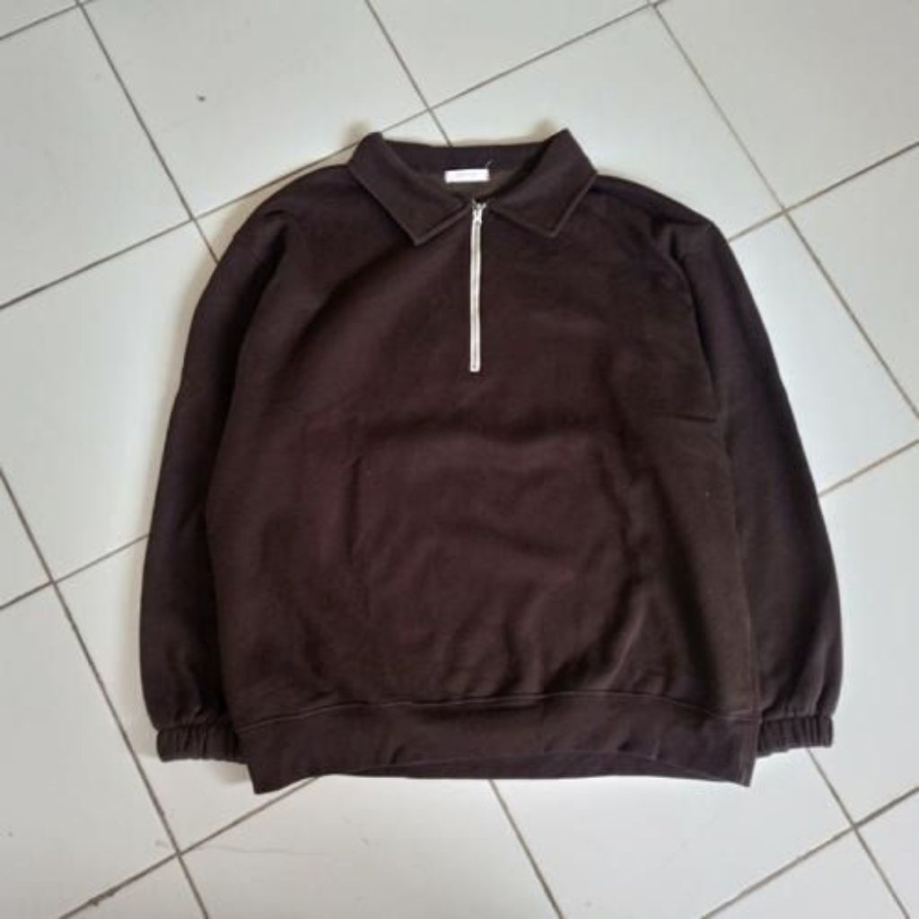 Korean Halfzip Sweatshirt Brown