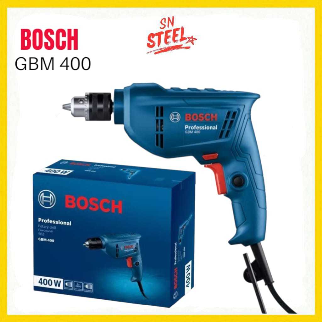 Bosch GBM 400 Mesin Bor Besi Kayu 10 MM Drill Compact Kompak Low Watt