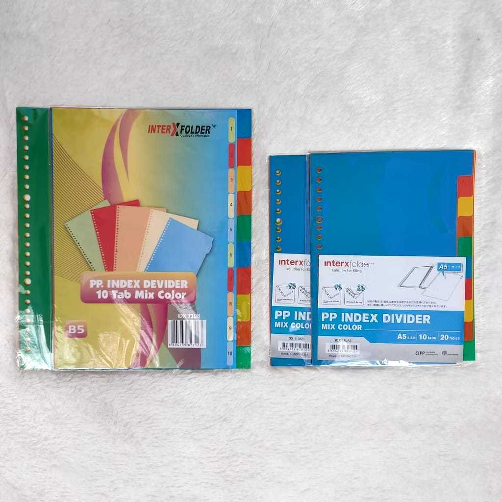 

PEMBATAS BINDER INTER X FOLDER MIX COLOUR 10tabs A6, A5 DAN B5