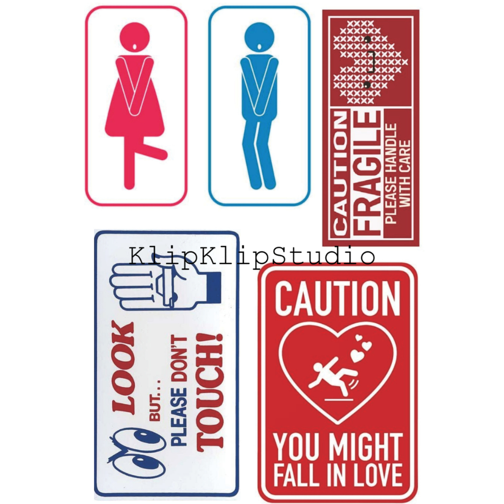 

Sticker Stiker Warning Plesetan Nyeleneh Konyol Humor Lucu KK - A3D