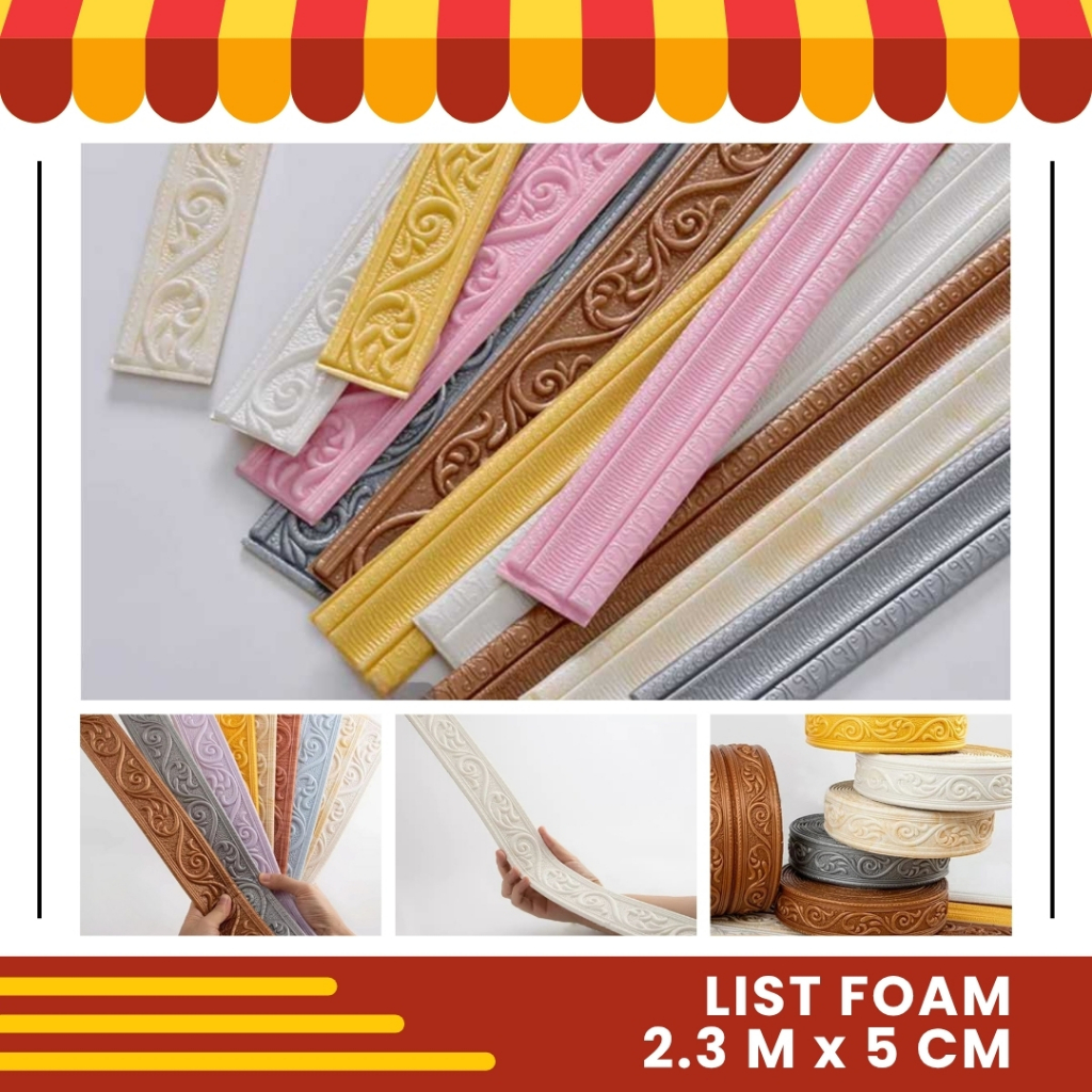 Wall Border List Foam Dinding 3D Lis Border Plafon Stiker Wallpaper Dinding Dekorasi Kamar Rumah