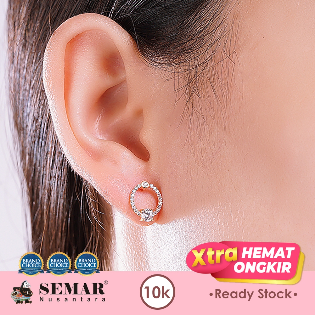 Anting Tindik Emas Solitaire Round Gold 10K Semar Nusantara