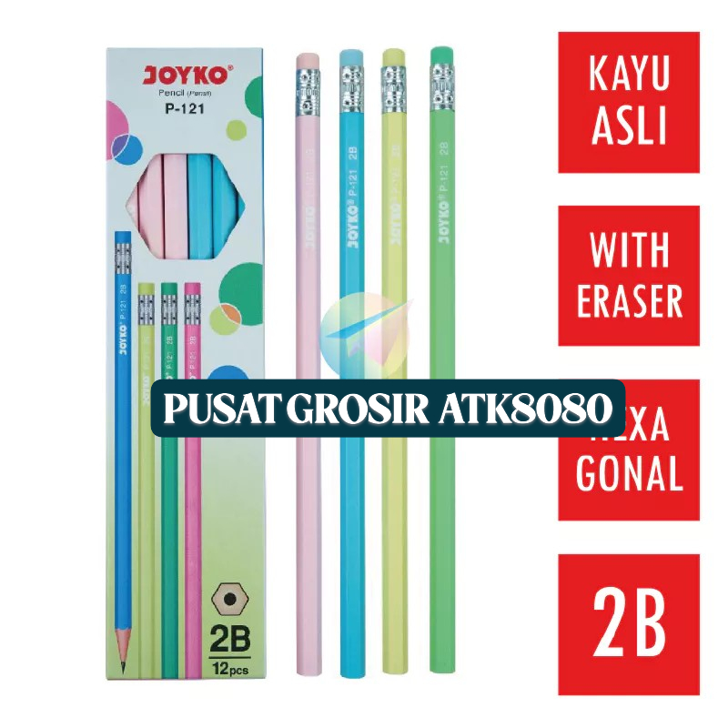 

[PG-ATK] JUAL (2 Pcs) Pensil JOYKO Ujian Test Scoring 2B SQUEEZY-Color Warna Warni.