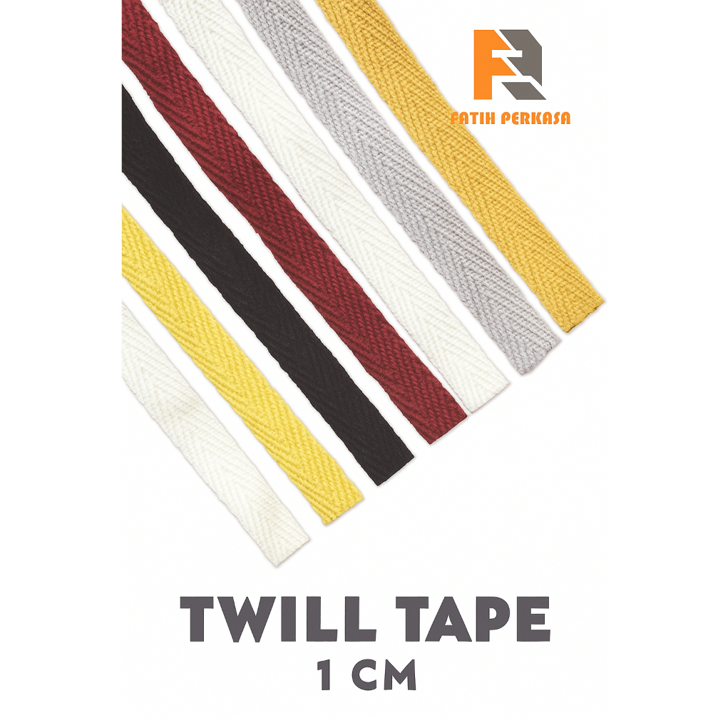 Twilltape 100% cotton 1 Cm / Veterban / Pita Katun / Bisban Kerah / Tali Guling