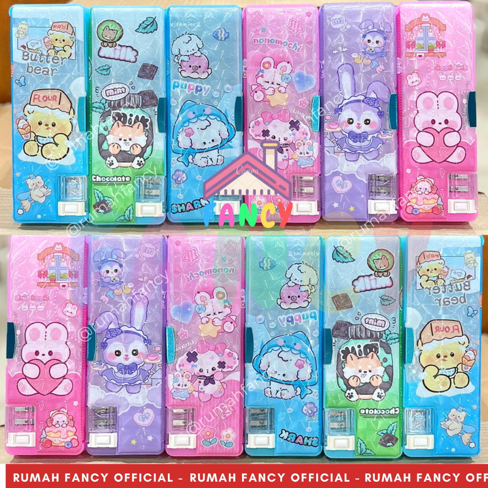 

[FREE BUBBLEWRAP] TEMPAT KOTAK PENSIL MAGNET HOLOGRAM KT 125 ANIMAL HOLOGRAM SERIES + Serutan 2 Lubang Motif Puppy / Bear / Rabbit