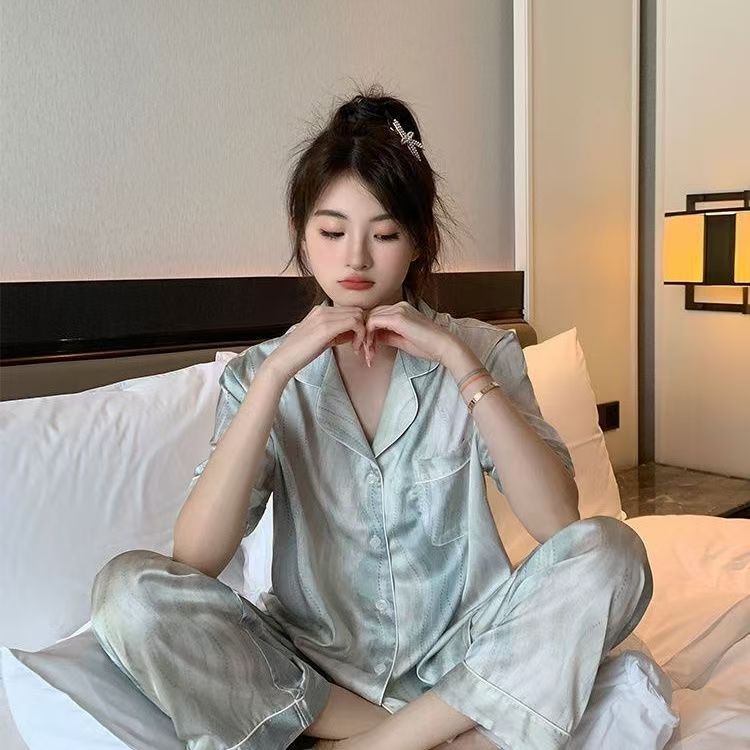 Super Keren Baju Tidur Wanita Satin Import   Set Atasan & Celana Panjang | Kain Tipis & Dingin | Mot