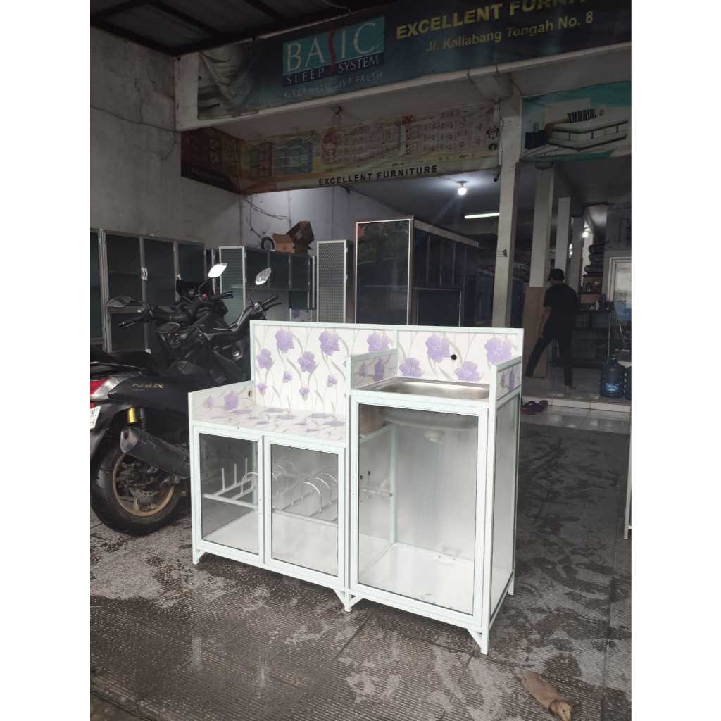 RAK WASTAFEL 3 PINTU ALUMUNIUM/RAK CUCI PIRING/RAK WASTAFEL/RAK CUCI PIRING ANTI KARAT/RAK PIRING AL
