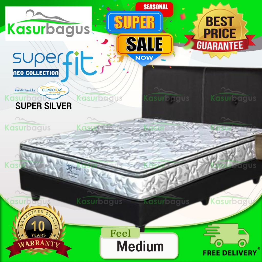 Comforta SuperFit Kasur Springbed Super Silver - Full Set 180x200
