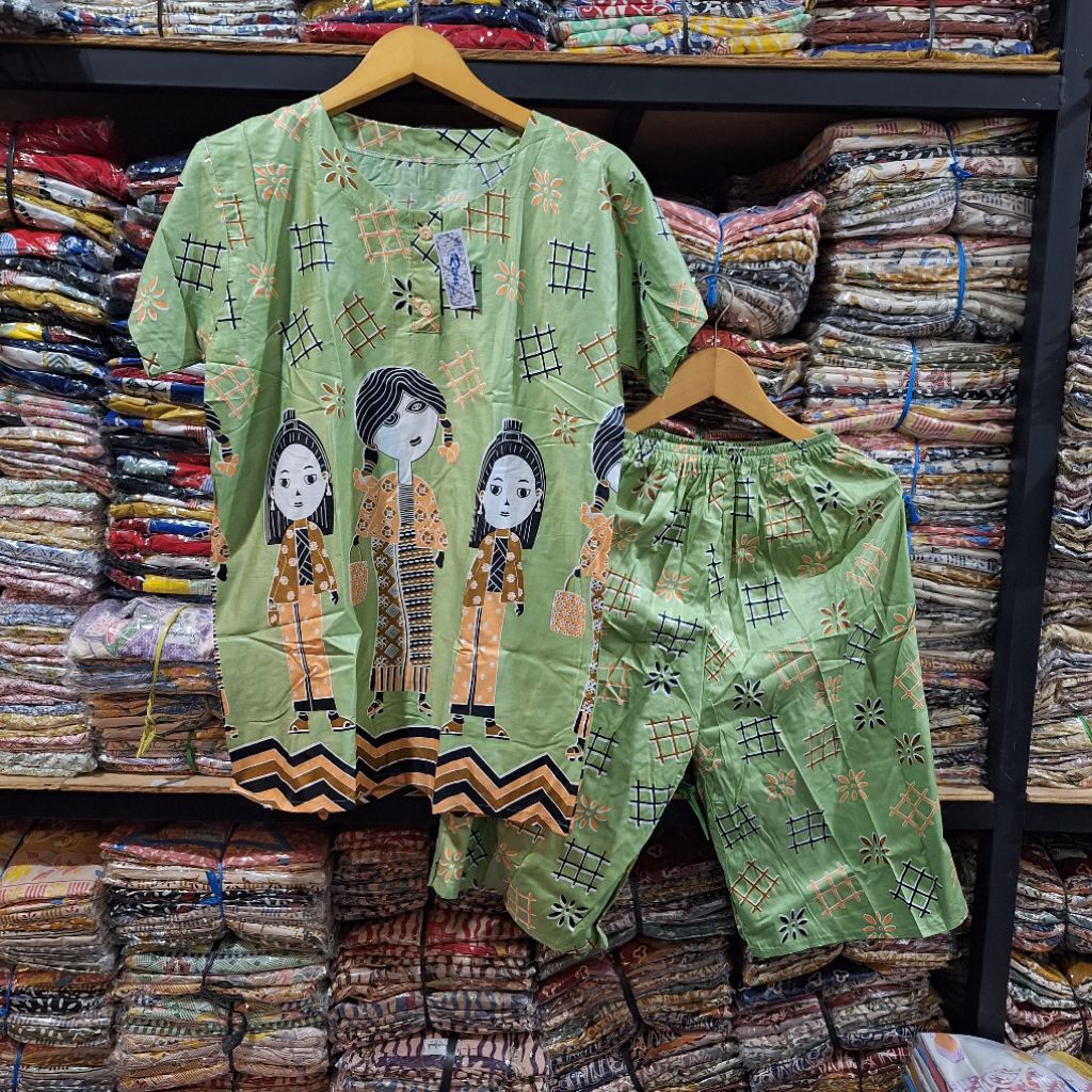 Setelan GOGO BABYDOL MOTIF TEJO WARNA Piyama lucu set Celana kulot Pendek 3/4 Bahan Rayon setelan wa