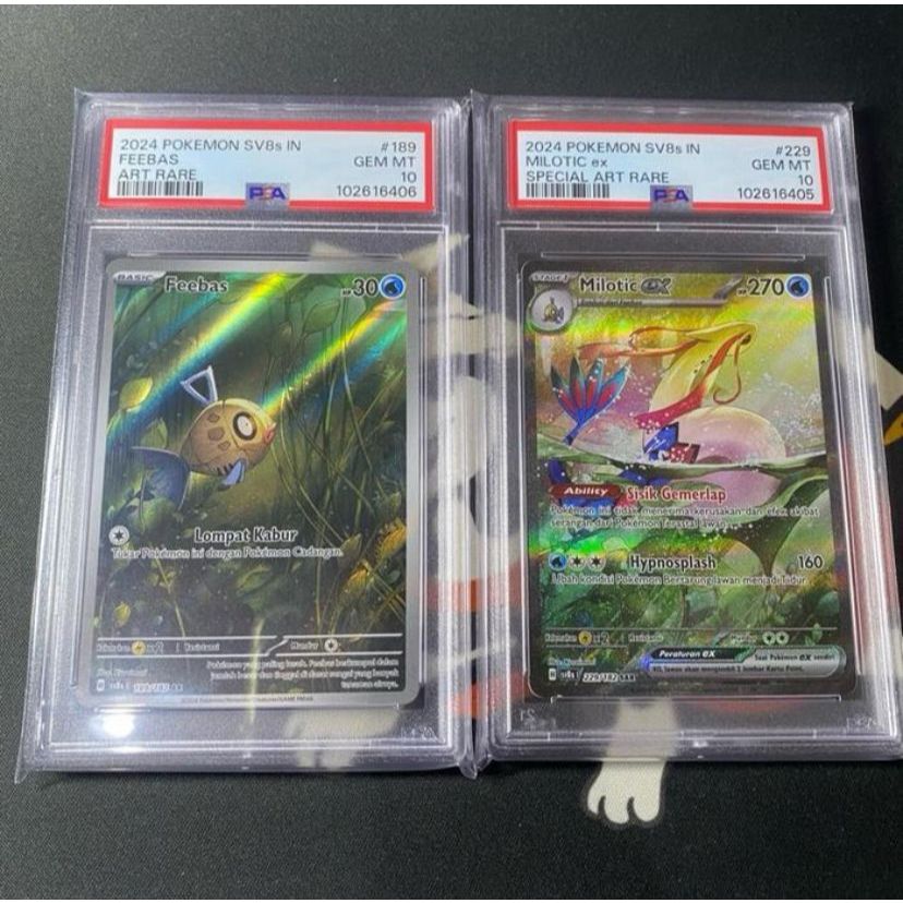 PSA 10 Milotic EX SAR & Feebas AR ID SV8S Kilat Rasi Kartu Pokemon TCG Indonesia