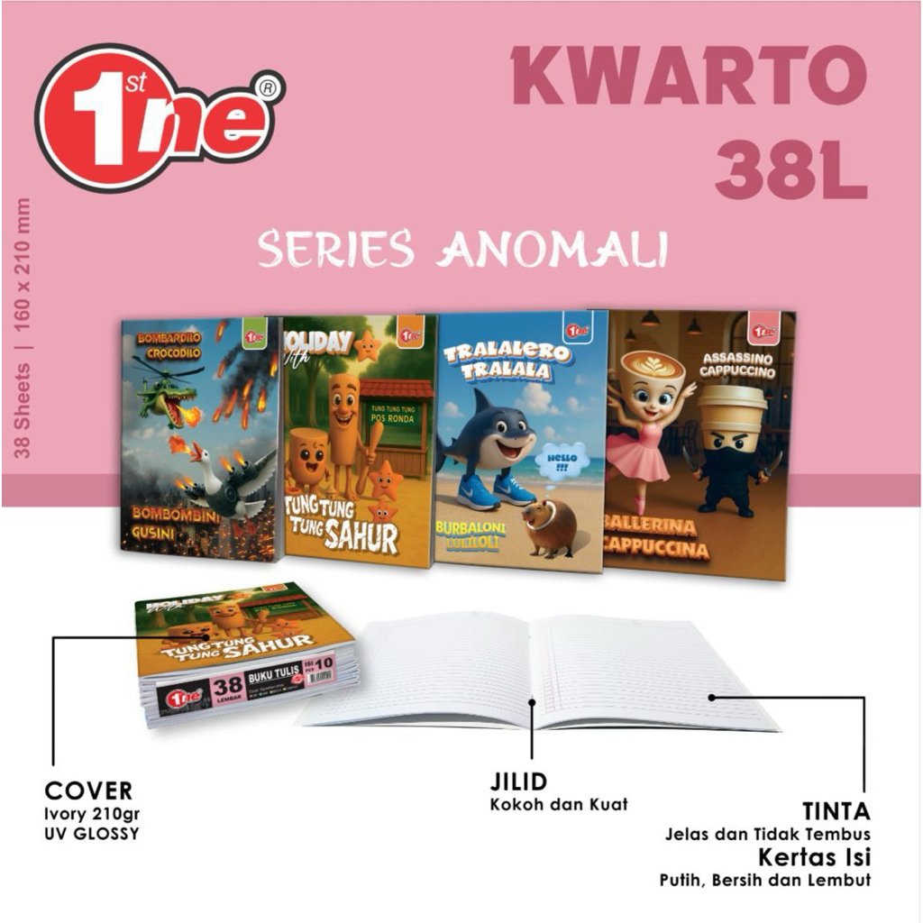 

Buku Tulis 38 Lembar TUNG TUNG SAHUR @1pak 10buku