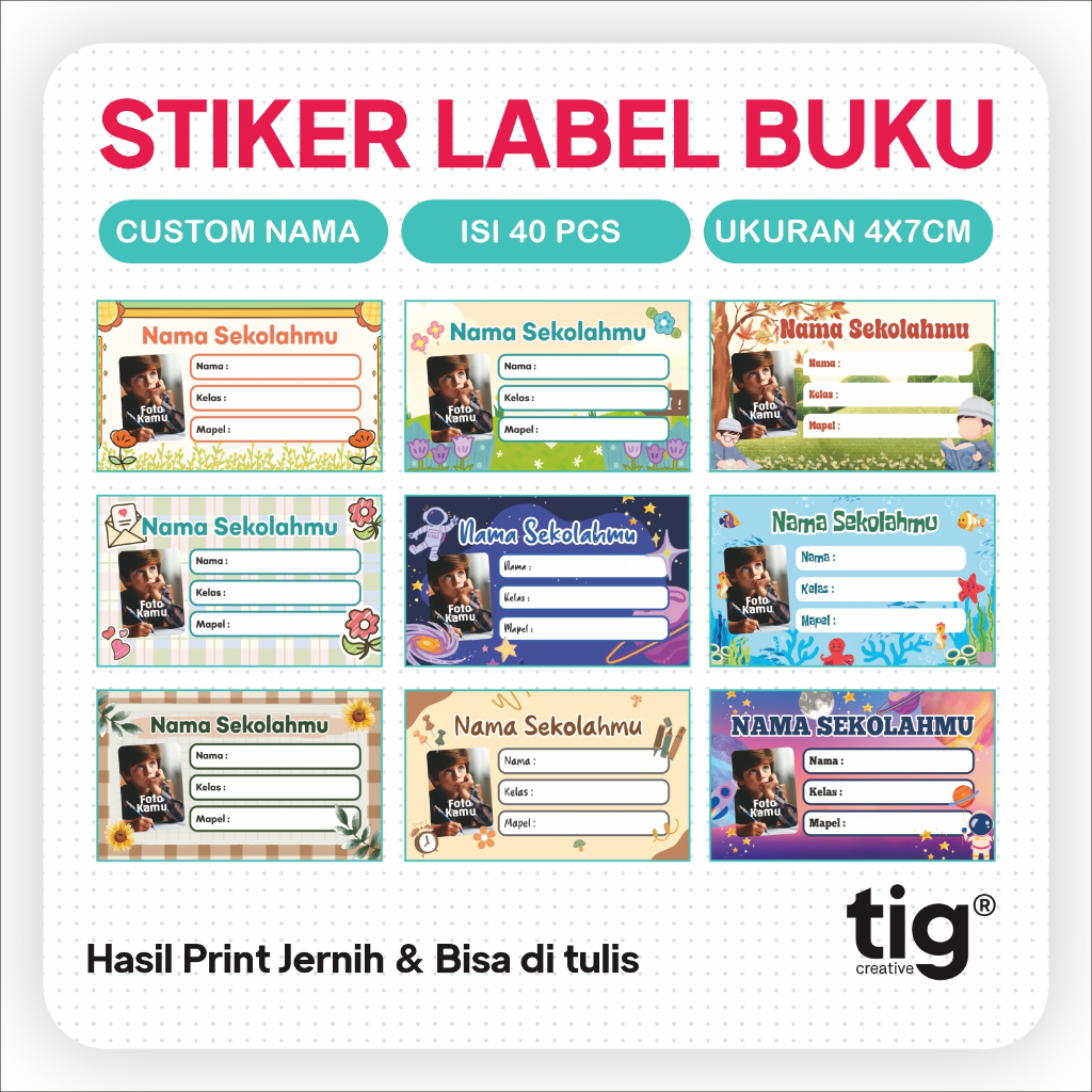 

STIKER LABEL BUKU BISA PAKE 1 FOTO