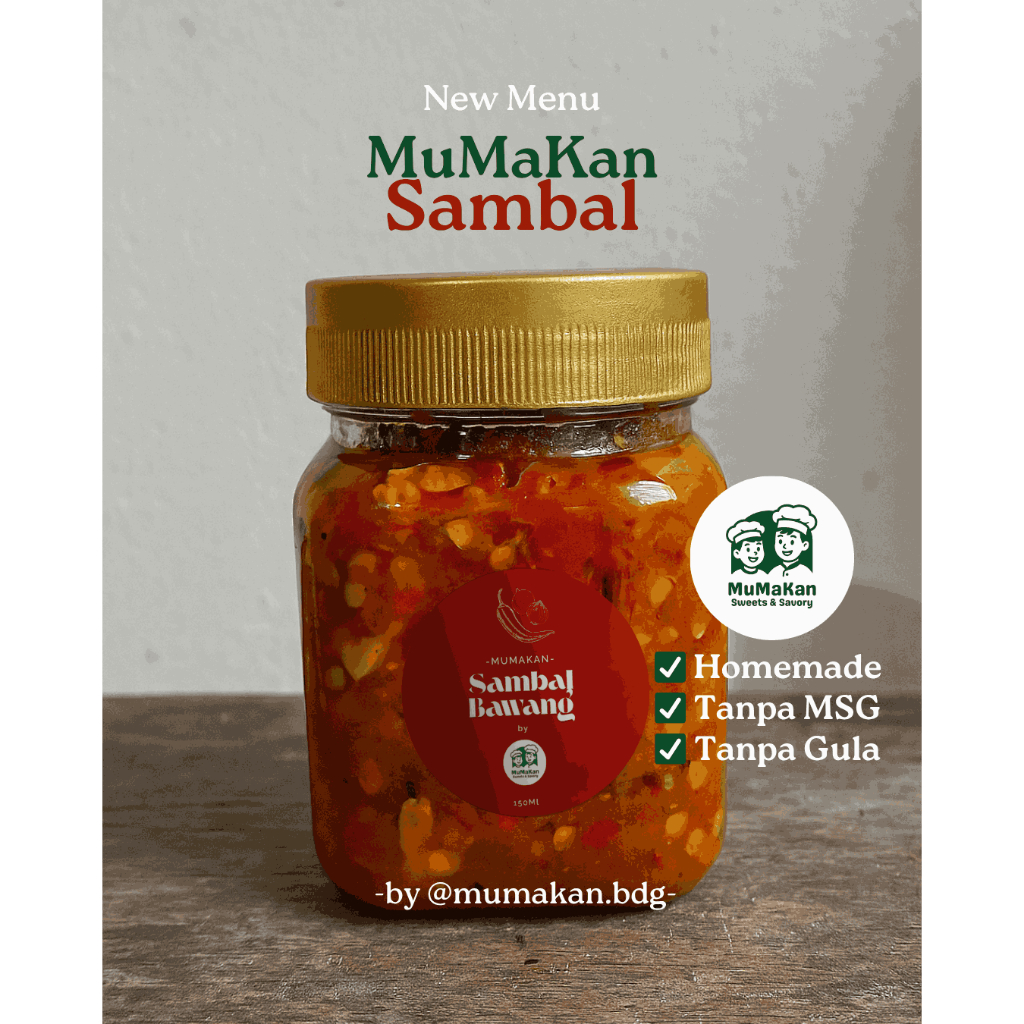 

Sambal Bawang Mumakan – Sambal Pedas Sehat Tanpa MSG & Gula – 150ml Asli Rumahan