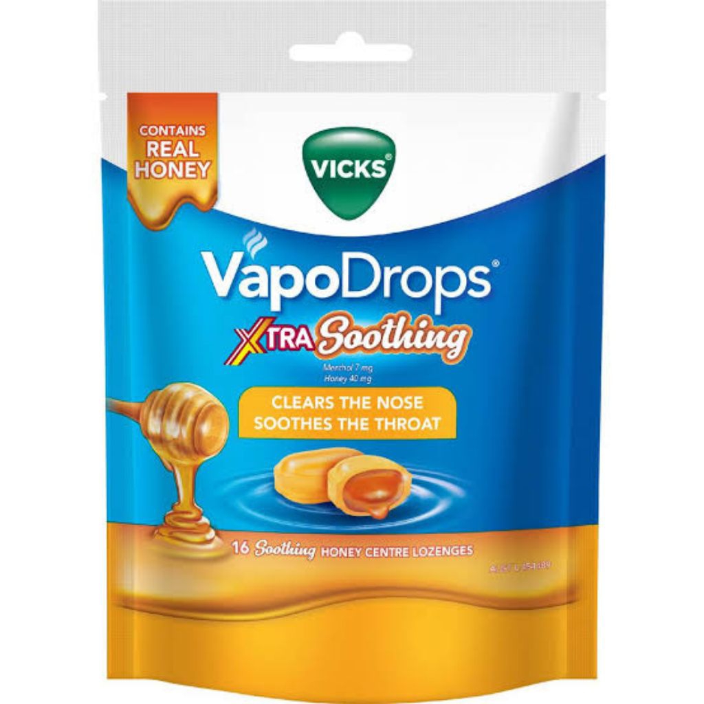 

Vicks VapoDrops Xtra Strong 16 honey Centres Lozenges NEW