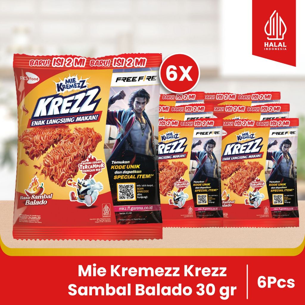 

Paket Bundling - Mie Kremezz Krezz - Sambal Balado - 30gr - 6pcs