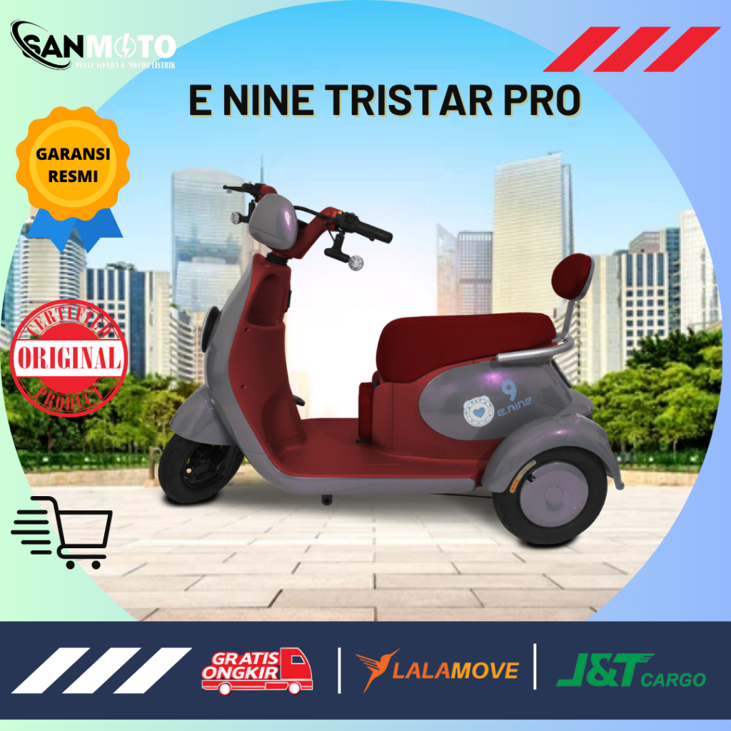 SANMOTO SEPEDA LISTRIK RODA TIGA ENINE TRISTAR PRO GARANSI RESMI