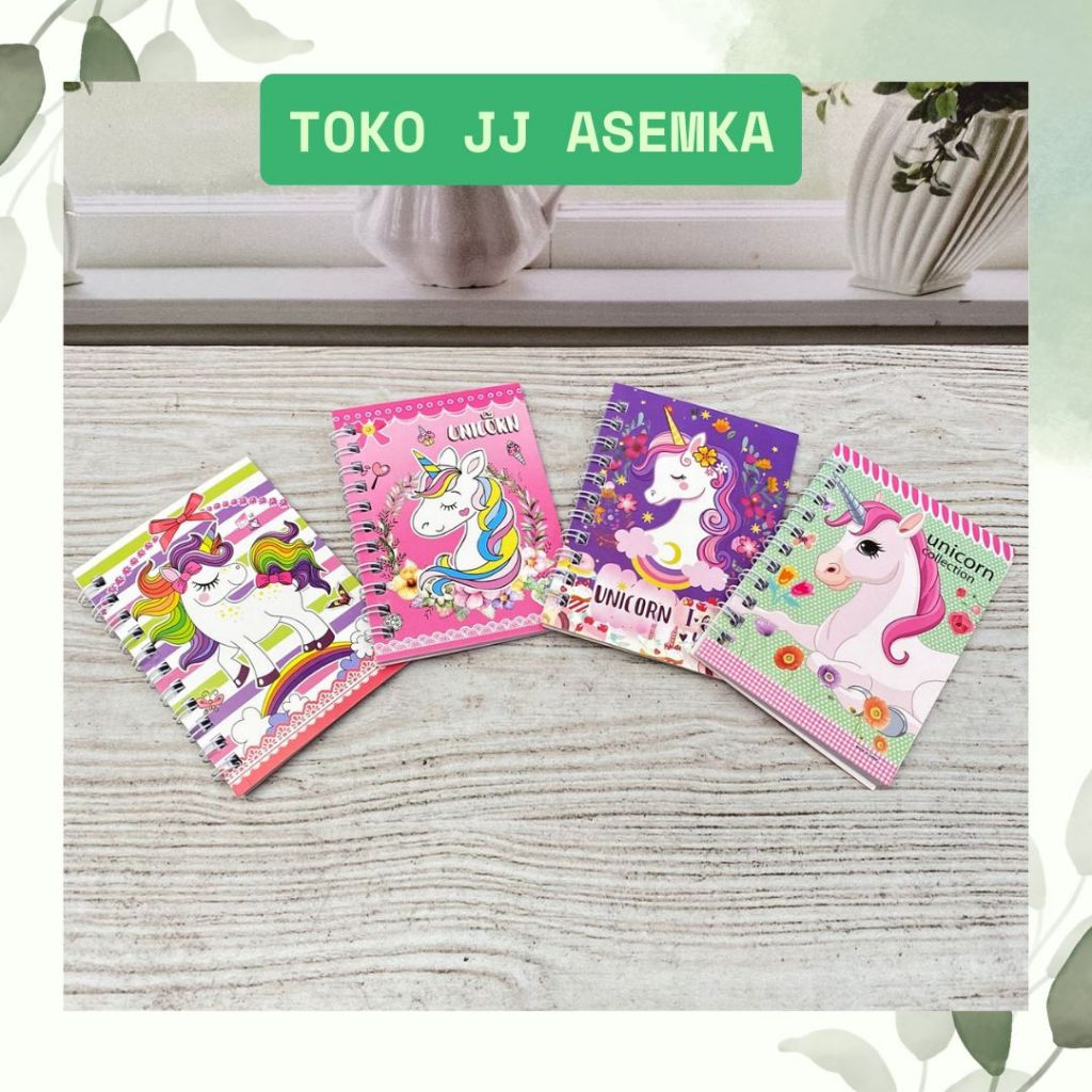 BUKU BINDER A7 UNICORN 1 RENCENG ISI 4 PCS LUCU UNIK KARAKTER ALAT TULIS MURAH COD