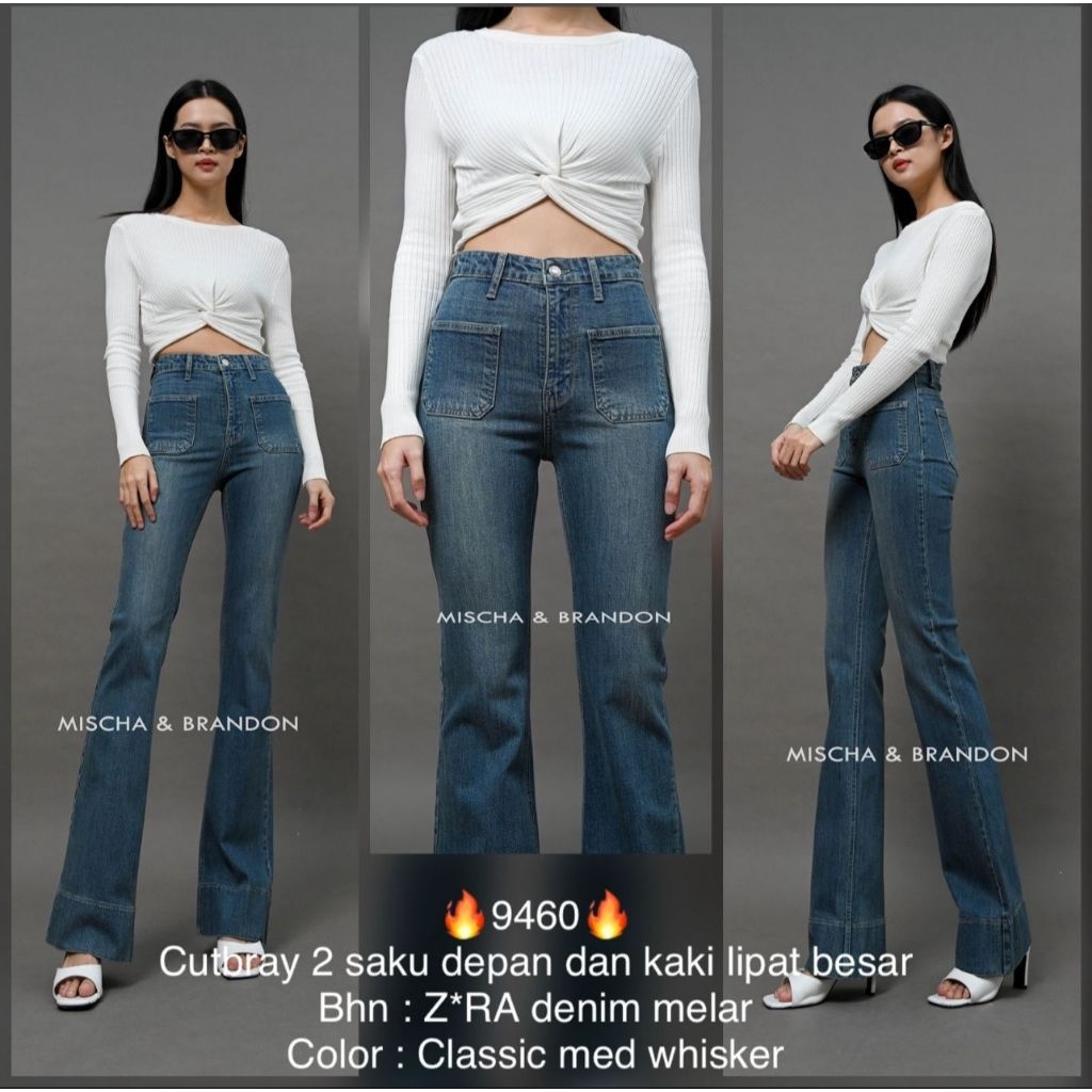 celana cutbray jeans M&B kode 9460 warna snow grey