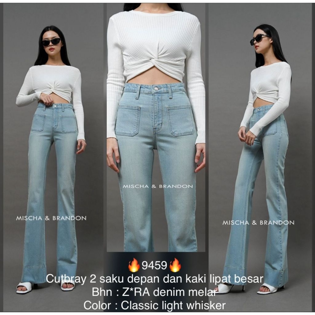 celana cutbray jeans M&B kode 9459 warna light blue